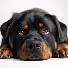 Adorable Rottweiler Dog Portrait - Black and Tan Loyal Canine Pet with Eyewear