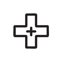 Fototapeta premium Black medical cross symbol for health and safety design