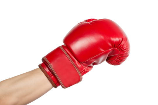 Red boxing glove hand isolated on a white background png