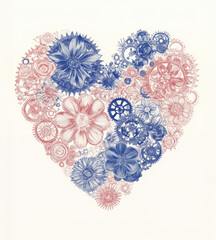 Steampunk Heart A Floral and Mechanical Composition