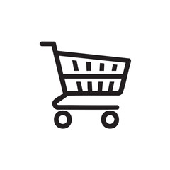 Shopping cart icon for online purchases and retail shopping