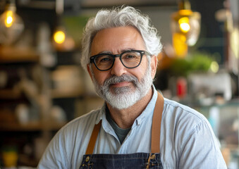portrait of a small business owner of a furniture store with his products in the background.