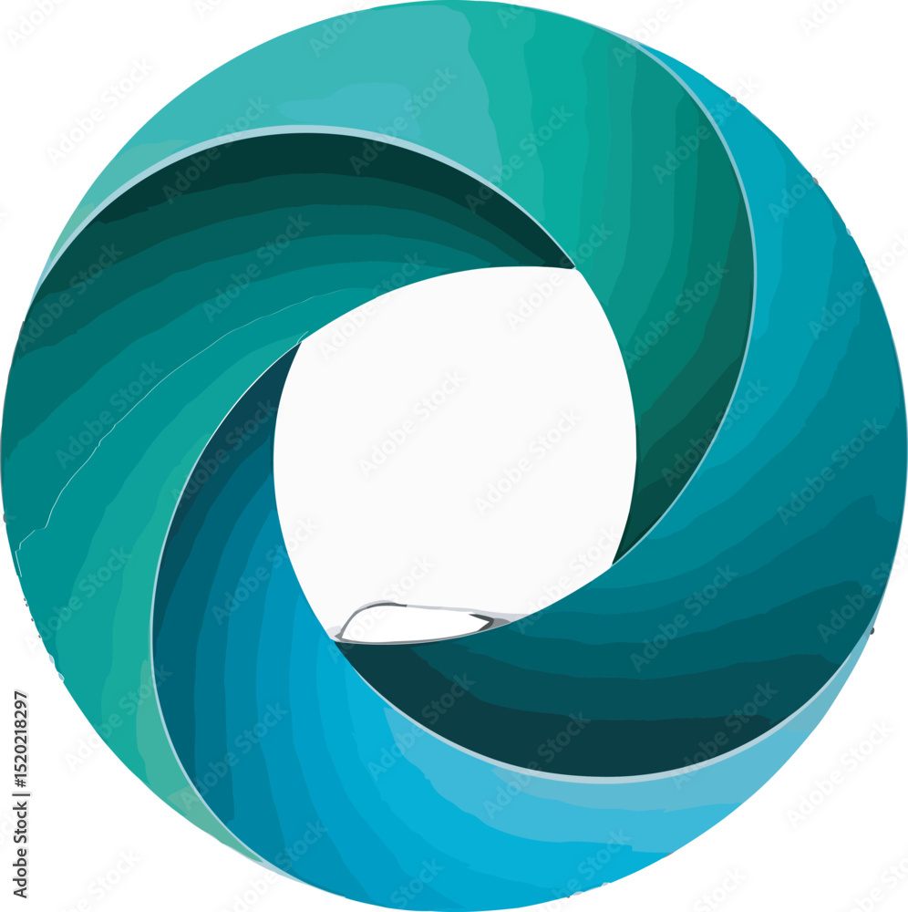 Poster the twisted ring features varied shades of turquoise creating a dynamic, abstract swirling shape on 