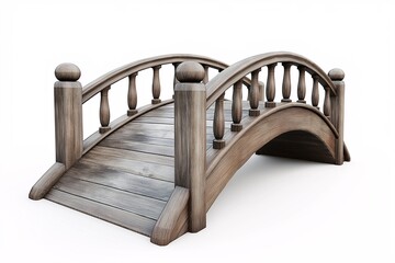 Tranquil Wooden Garden Bridge. Artistic Design and Rustic Architecture for Serene Outdoor Spaces, Crafted with Natural Materials