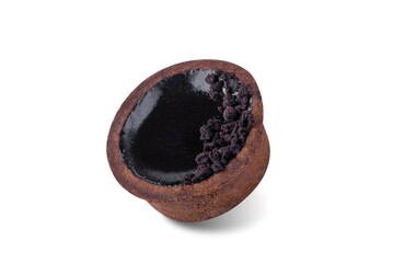 Chocolate tartlet on a white isolated background
