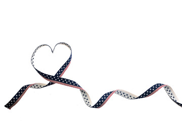 Ribbon Heart. A heart shape formed by a patriotic ribbon