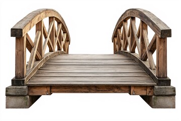 Rustic Wooden Arch Bridge. Tranquil Landscape Architecture and Scenic Views in a Rural Setting