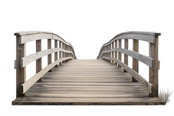 Rustic Wooden Bridge Pathway. Tranquil Outdoor Adventure and Scenic View