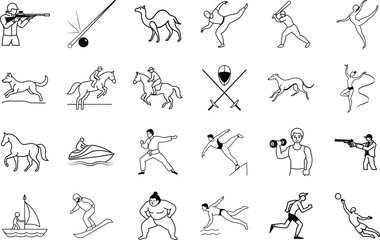 Diverse Sporting Activities Icons of Global Sports and Games