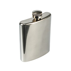 Stainless steel hip flask isolated on a white background png ai generated
