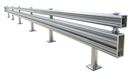 Steel highway guardrail barrier isolated on a white background png ai generated