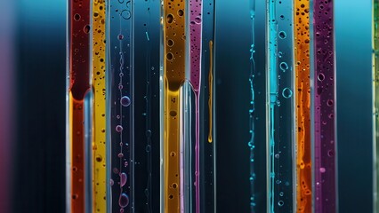 Clean Microfluidic Macro Design with Colored Liquid Flow Background Flat Lay