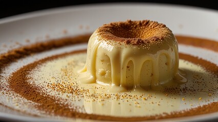 Creamy South African Melktert Custard Dessert with Cinnamon Powder

