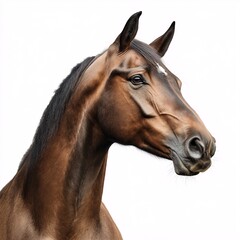 Majestic Brown and Black Stallion Portrait. A Graceful Equine Profile in Idyllic Outdoor Setting