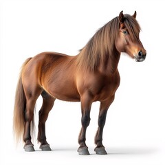 Majestic Brown Horse Portrait. Stunning Equine Beauty in Natural Farm Setting with Mane and Hooves