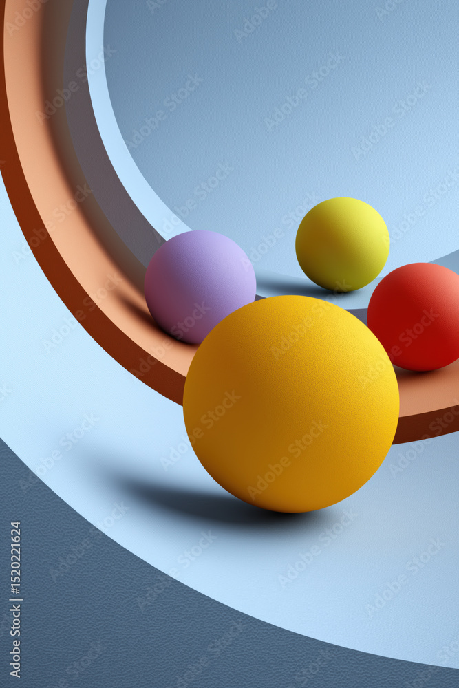 Poster a group of colorful balls are arranged in a circular pattern. the balls are of different sizes and c