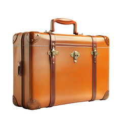 Vintage leather suitcase placed on a neutral background for travel enthusiasts and collectors interested in retro design elements