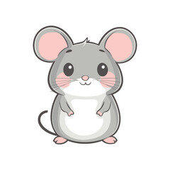 Cute Little Mouse: A charming illustration featuring a adorable mouse with big eyes and soft, pink ears and cheeks, exuding innocence and playfulness.