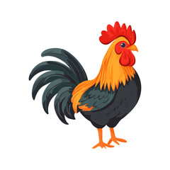 Rooster Portrait: Vibrant illustration of a proud rooster, showcasing its colorful plumage and distinctive comb, exuding confidence and vitality.