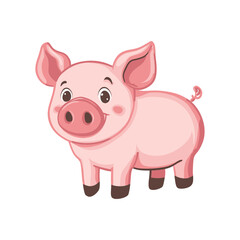 Pink Piglet: A cute pink piglet stands against a white background, its innocent eyes and playful demeanor radiate charm and simplicity.