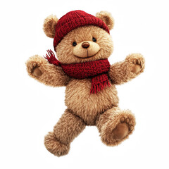 Adorable Teddy Bear Dancing Joyfully with a Red C