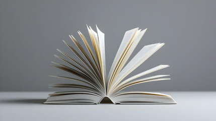 Fototapeta premium Open Book With Flapped Pages On Gray Background