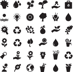 Environmental icons showing eco friendly symbols like nature earth recycling and conservation concepts