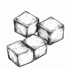 Black and White Illustration of Sugar Cubes