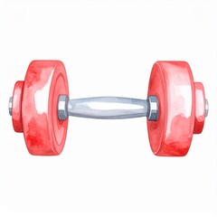 Red Dumbbell Watercolor Illustration