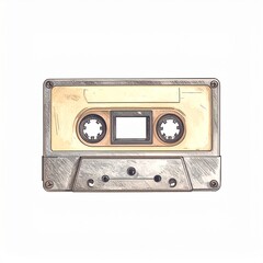 Obraz premium Vintage Cassette Tape Illustration on White Background