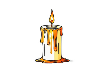A lit candle with melting wax creating a warm and cozy atmosphere.
