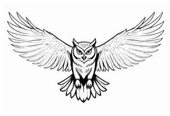 Fototapeta premium Majestic owl in flight, wings spread wide.