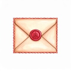 Beige Envelope with Red Wax Seal Illustration