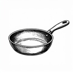 Black And White Illustration Of A Frying Pan