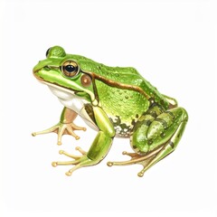 Fototapeta premium Green Frog Detailed Illustration on White Background