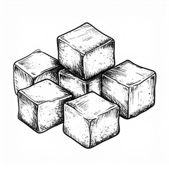 Hand Drawn Black And White Cubes Illustration