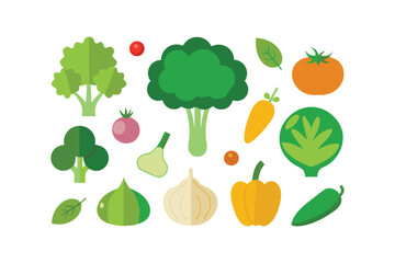 Fruits and Vegetables Fresh Organic Food Bundle Vector Design