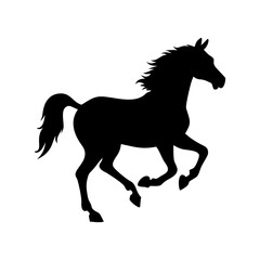 Majestic Silhouette of a Galloping Horse A Powerful Black and White Equestrian Illustration