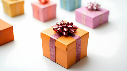 Colorful Gift Boxes On White Background