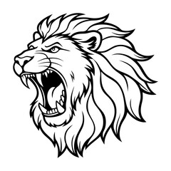Majestic Roar A Powerful Line Art Illustration of a Lion's Head
