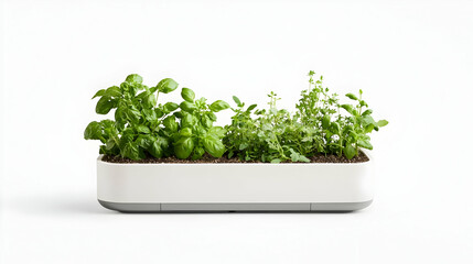 Fototapeta premium Fresh Herbs In White Rectangular Pot