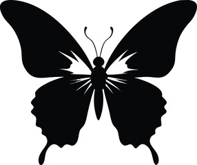 Elegant Black Butterfly Silhouette Vector Illustration of a Majestic Insect with Intricate Wing Details, Perfect for Design Projects