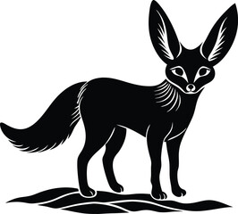 Elegant Fennec Fox Illustration Desert Nocturnal Animal Vector Graphic