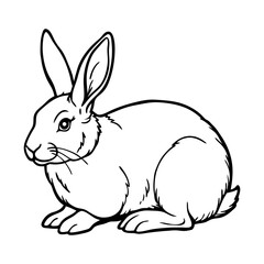 Majestic Line Art Illustration of a Resting Rabbit A Detailed Drawing of a Large Bunny