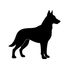 Alert German Shepherd Silhouette Powerful Canine Breed Profile in Black and White