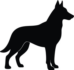 Powerful German Shepherd Silhouette Alert Stance, Strong Build, Vector Illustration