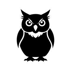 Majestic Great Horned Owl A Powerful Symbol of Wisdom and Nocturnal Prowess, Illustrated in Striking Black Silhouette