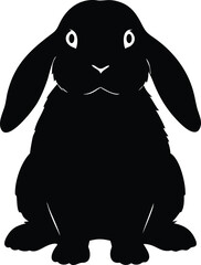 Adorable Holland Lop Rabbit Silhouette A Vector Illustration of a Sitting Bunny with Floppy Ears