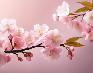 Obraz premium delicate pink sakura blossoms on a tree branch with pastel background