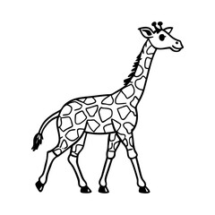 Adorable Cartoon Giraffe Illustration Walking Long-Legged Patches Animal Drawing